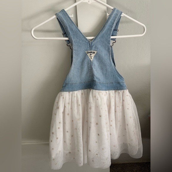 Oshkosh Denim Sparkle star print Tulle Skirt Overall Dress 5T - Picture 5 of 6